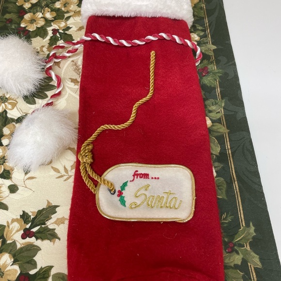 NWOT Christmas Wine Gift Bag. Red “From Santa” Trimmed with White Faux Fur. - Picture 2 of 5